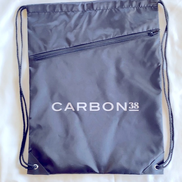 PACK OF 2 -  Brand NWOT Carbon38 Gym Bag Zipper Compartment , Drawstring Black - Picture 2 of 6